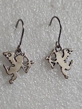 Hand Crafted Silver Cupid Dangle Earrings